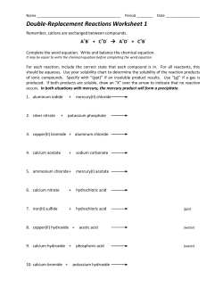 Double-Replacement Reactions Worksheet 1