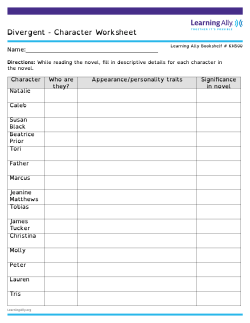 Divergent - Character Worksheet