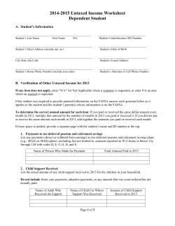 2014-2015 Untaxed Income Worksheet Dependent Student