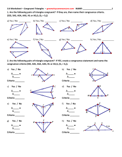 3.6 Worksheet – Congruent Triangles
