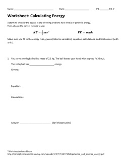 Worksheet: Calculating Energy - Ms. Miller's Physics and Math