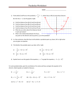 Parabolas Worksheet - SCPS Secondary math