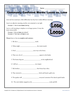 Loose vs. Lose | Commonly Misused Words Worksheet Activity