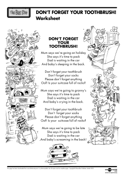 DON'T FORGET YOUR TOOTHBRUSH! Worksheet