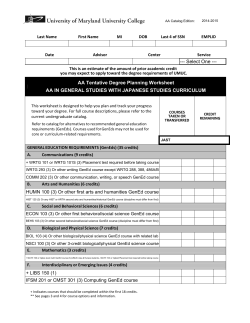 --- Select One --- AA Tentative Degree Planning Worksheet AA IN
