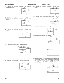 Physics Worksheet Lesson 19 Electric Circuits