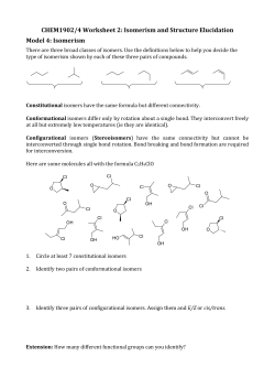 CHEM1902/4 Worksheet 2: Isomerism and Structure Elucidation