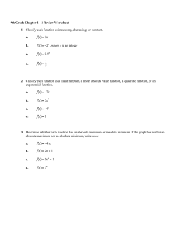 9th Grade Chapter 1 - 2 Review Worksheet 1. Classify each function