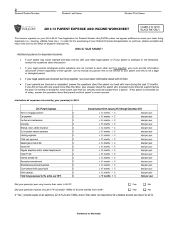 R 2014-15 PARENT EXPENSE AND INCOME WORKSHEET