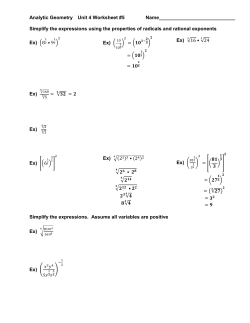 Analytic Geometry Unit 4 Worksheet #5