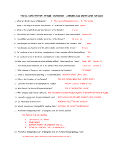 THE U.S. CONSTITUTION: ARTICLE I WORKSHEET – ANSWERS