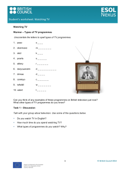Student's worksheet: Watching TV televisi - ESOL Nexus