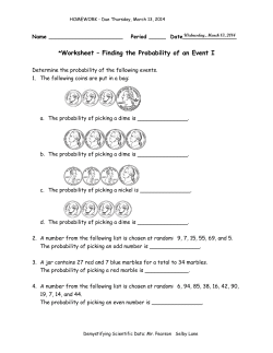 *Worksheet – Finding the Probability of an Event I