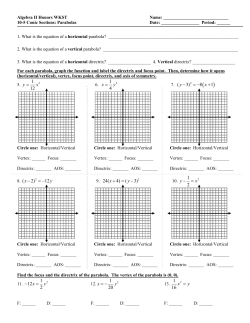 Algebra II Hyperbola worksheet