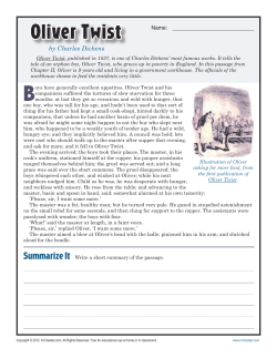 Oliver Twist | 7th Grade Reading Comprehension Worksheet