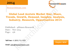 Global Lead Acetate Market Size, Share, Trends, Growth, Demand, Insights 2014