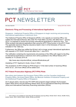 PCT NEWSLETTER No. 01/2015 (January 2015)