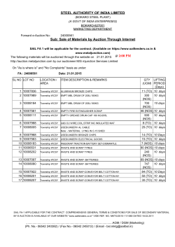 SAIL BSL BOKARO STORE ITEM AUCTION FA