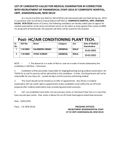 Post- HC/AIR CONDITIONING PLANT TECH.