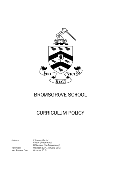 BROMSGROVE SCHOOL CURRICULUM POLICY