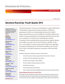 Sanctions Round-Up: Fourth Quarter 2014
