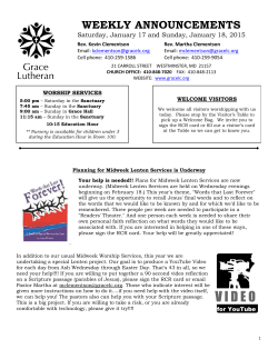 Weekly Announcements 1/18/15