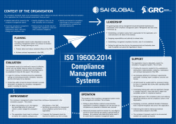 ISO 19600:2014 Compliance Management Systems CONTEXT OF