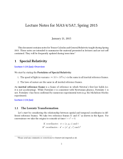 Lecture Notes for MA3/4/5A7, Spring 2015