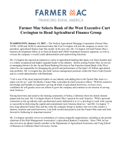 Farmer Mac Selects Bank of the West Executive Curt Covington to