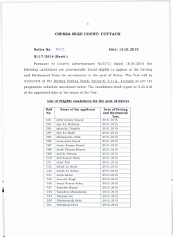 List of eligible candidates for the post of Driver