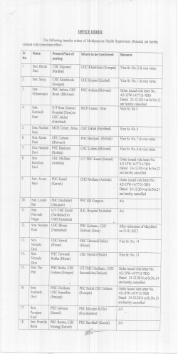 Transfer Orders of Multipurpose Health Supervisor(F)
