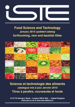 Food Science and Technology Science et technologie des