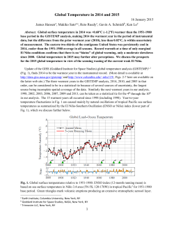 Global Temperature in 2014 and 2015