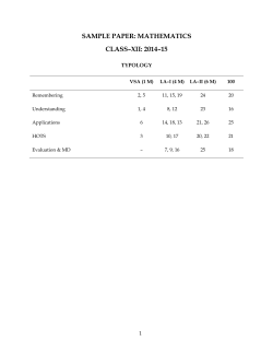 SAMPLE PAPER: MATHEMATICS CLASS–XII: 2014–15