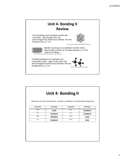 Unit 4- Bonding II