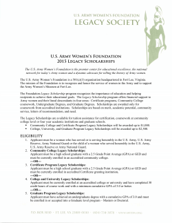 U.S. Army Women's Foundation 2015 Legacy Scholarships