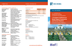 1st European Conference on Metal Organic Frameworks