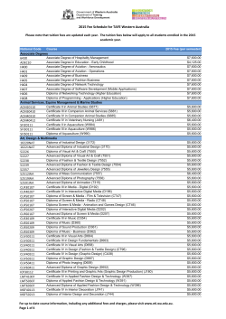2015 Schedule of Fees