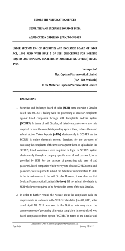 Adjudication Order in respect of Cepham Pharmaceutical Ltd