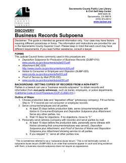 Business Records Subpoena - Sacramento County Public Law Library