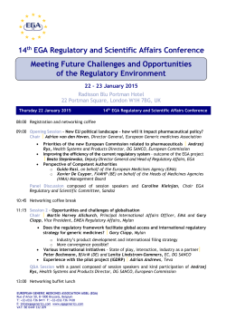 14th EGA Regulatory and Scientific Affairs