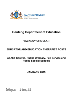 Cover Requirements (Educator & Education Therapist) Jan 2015