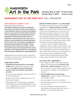 Warkworth Art In The Park 2015 Call For Entry