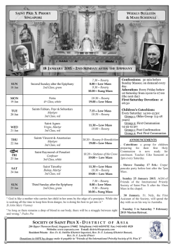 Weekly bulletin with Mass Schedule