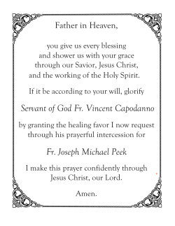 Prayer for Fr. Joseph Peek