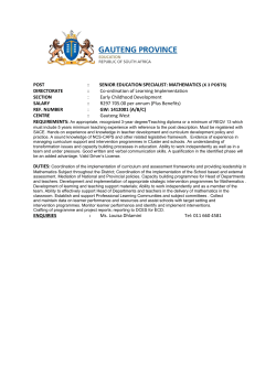 Vacancy list-January 2015 - Gauteng Department of Education