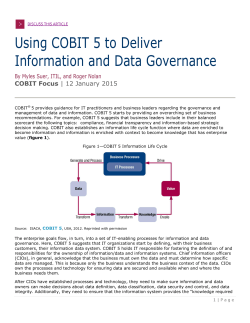 Using COBIT 5 to Deliver Information and Data Governance