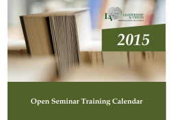 open seminar calender 2015 - Leadership and Vision Ltd