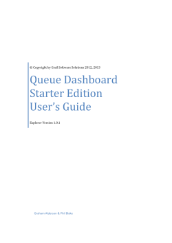 Queue Dashboard Starter Edition User's Guide