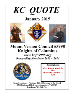 January 2015 Mount Vernon Council #5998 Knights